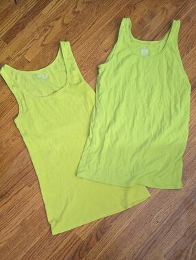 Set of 2 Neon Lime Tops - M/L